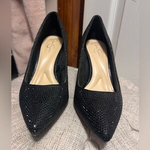 Jessica Simpson black sequin heels